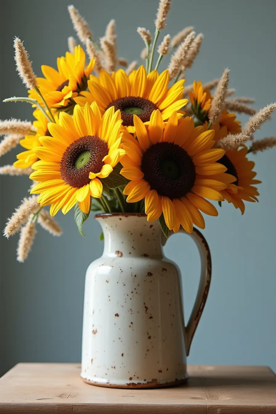 14 sunflower wedding centerpieces ideas - dried sunflower centerpiece