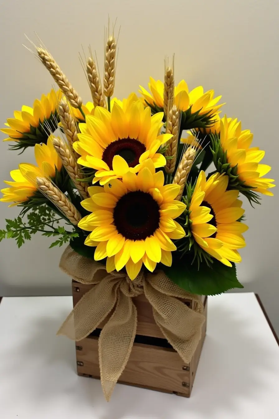 14 sunflower wedding centerpieces ideas - rustic sunflower centerpiece