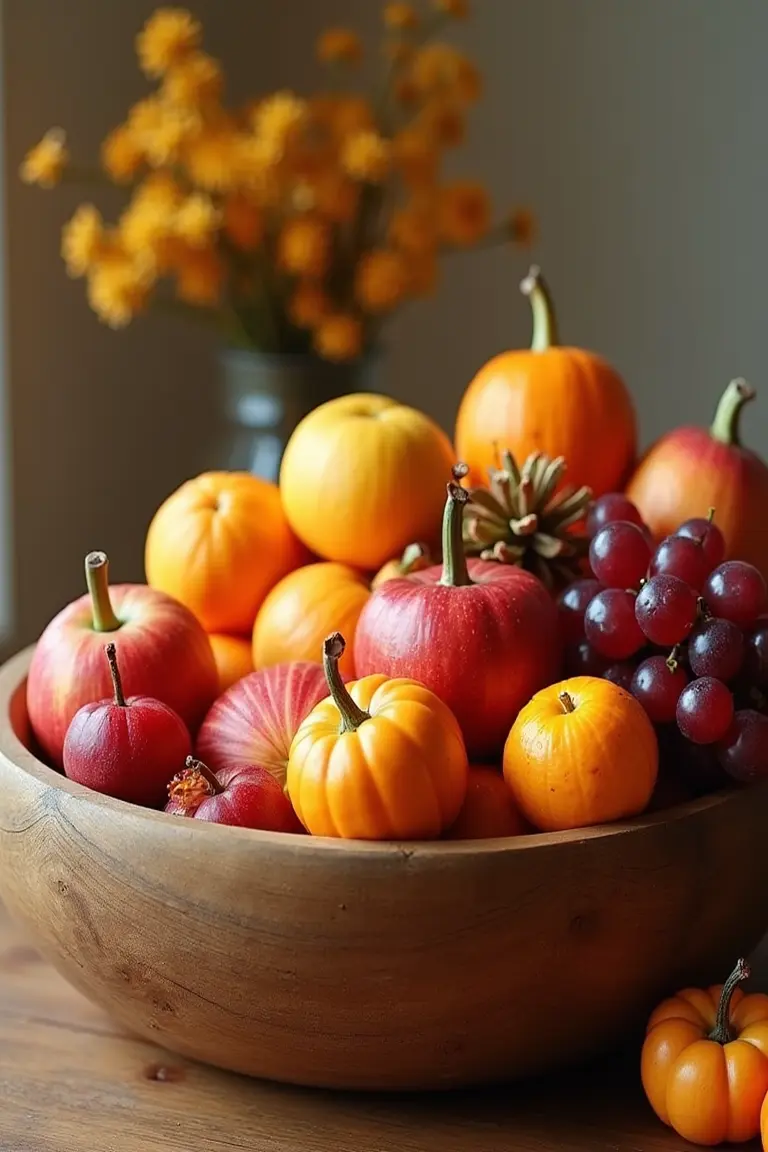 17 fall wedding table decor ideas - fall fruit displays