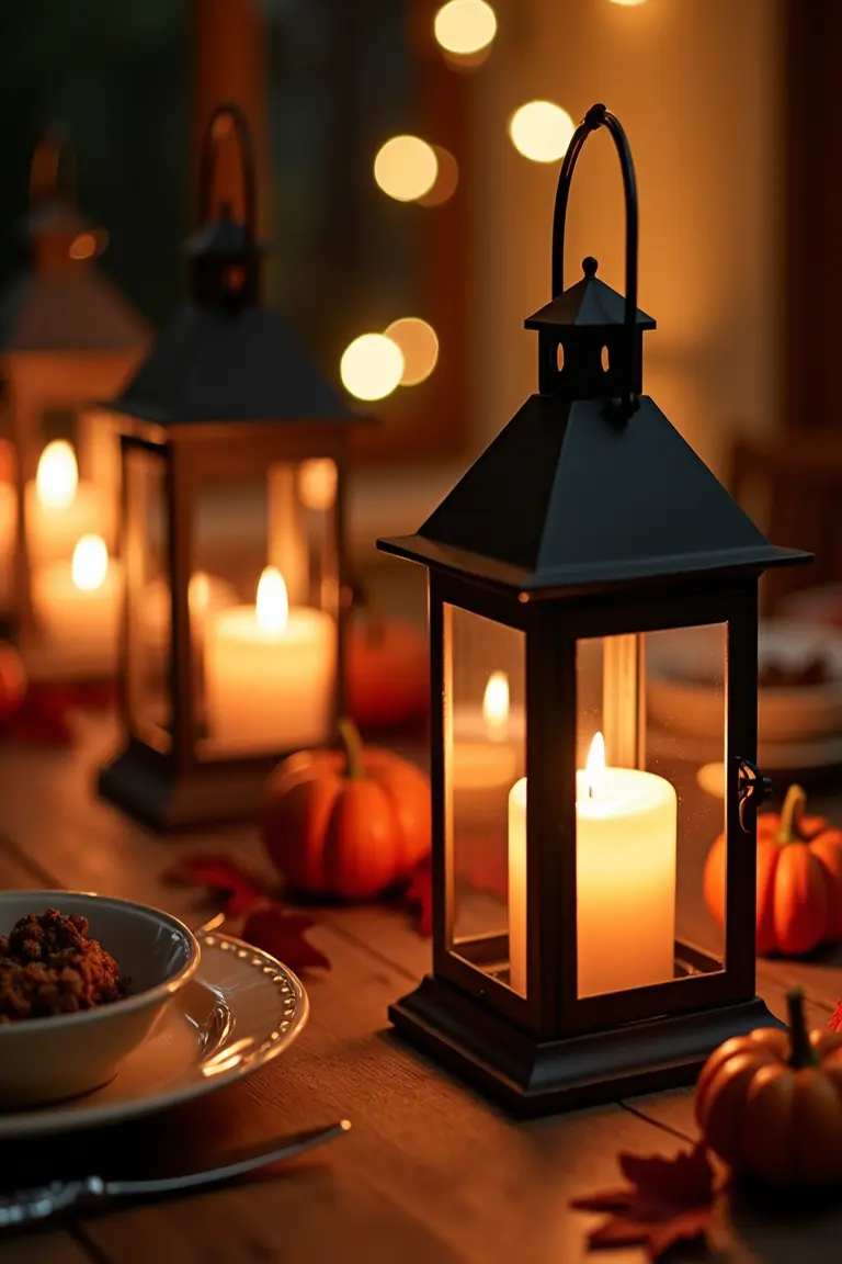 17 fall wedding table decor ideas - candle-lit lanterns