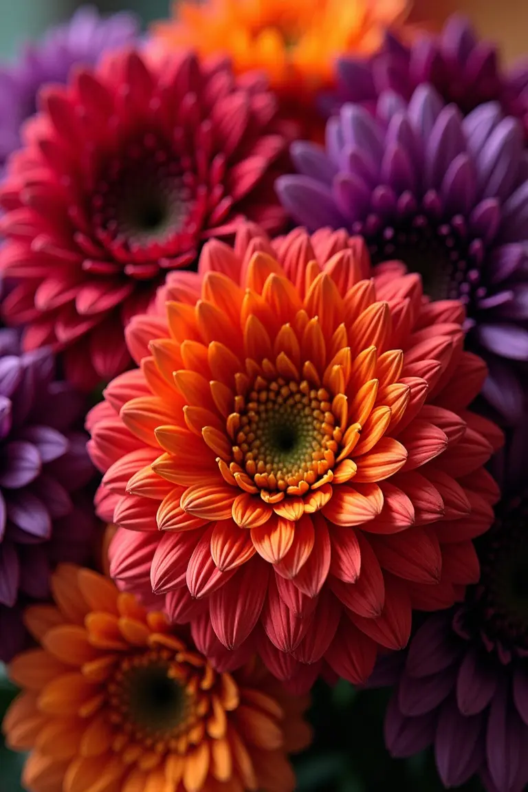 17 fall wedding table decor ideas - jewel-toned floral arrangements