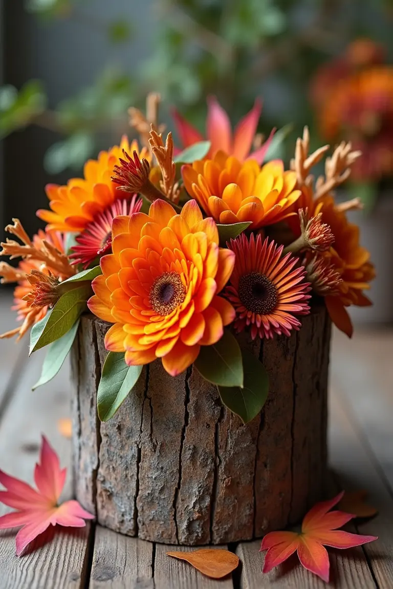 17 fall wedding table decor ideas - rustic wooden centerpieces