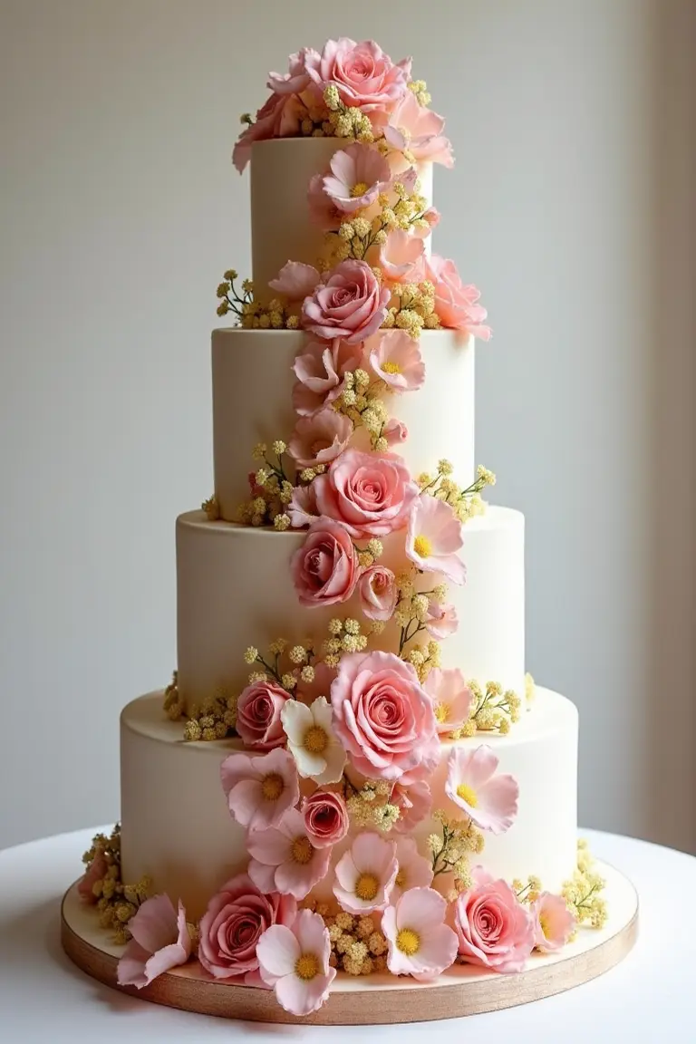 24 floral wedding cakes - four-tier wedding cake with flowers
