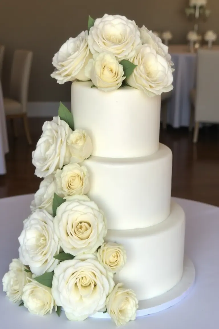 24 floral wedding cakes - simple white rose wedding cake