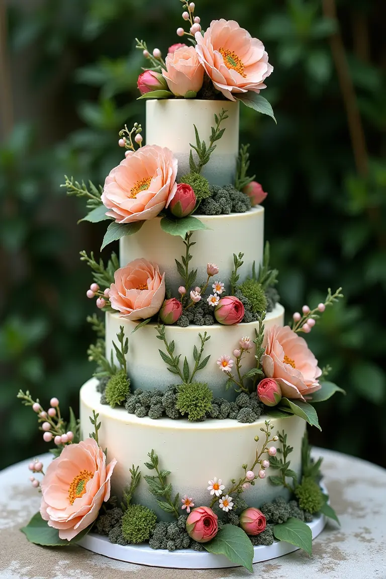 24 floral wedding cakes - garden-inspired wedding cake with flowers