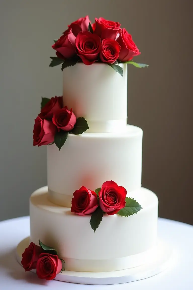 24 floral wedding cakes - simple elegant wedding cake with roses