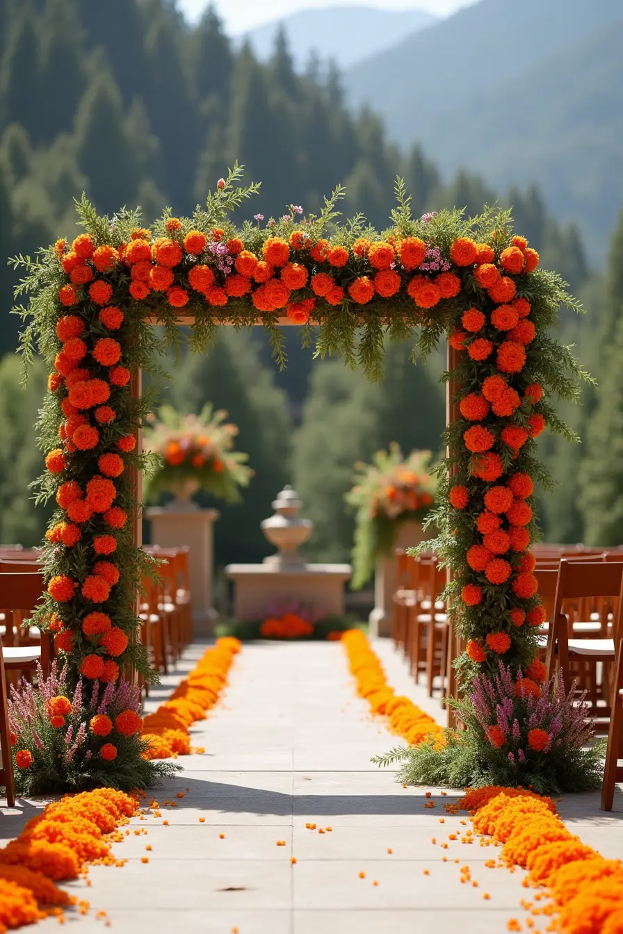 25 boho wedding decor ideas - bohemian wedding marigold garland