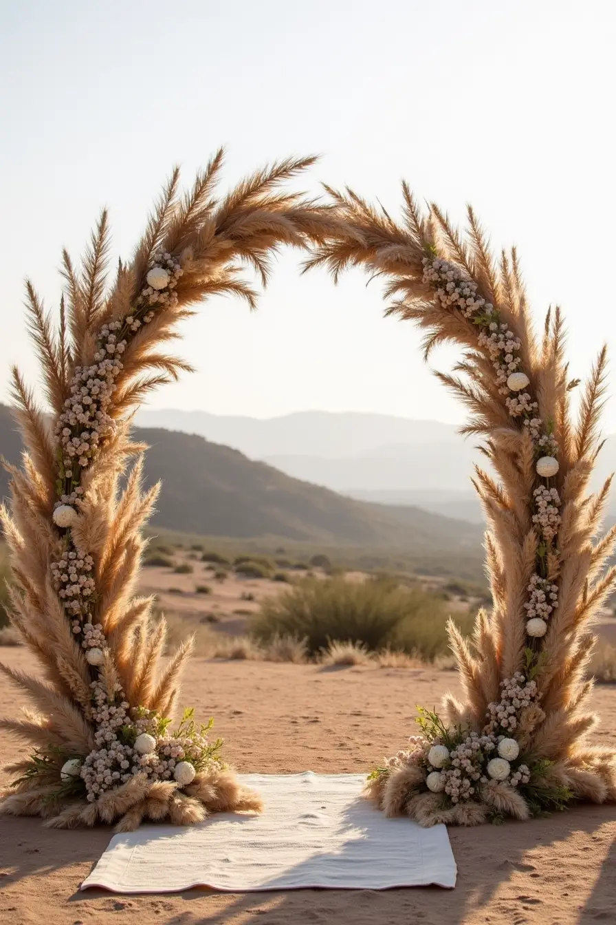 25 boho wedding decor ideas - crescent bohemian wedding arch
