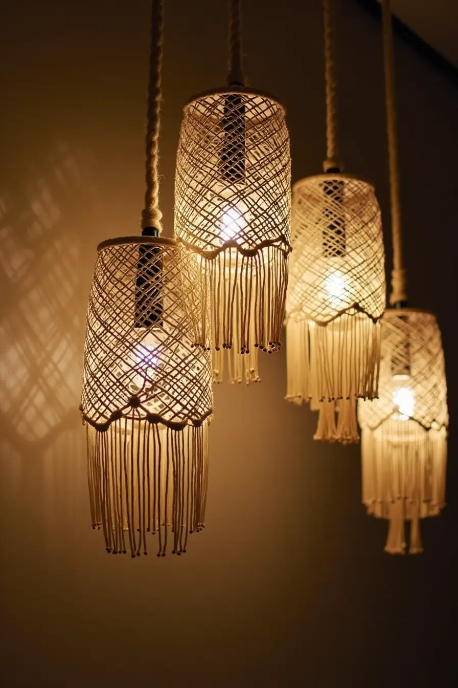 25 boho wedding decor ideas - bohemian wedding macrame light fixtures