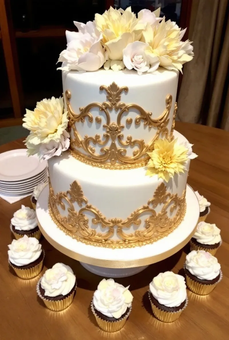 Prettiest Cake Ever with Cupcakes