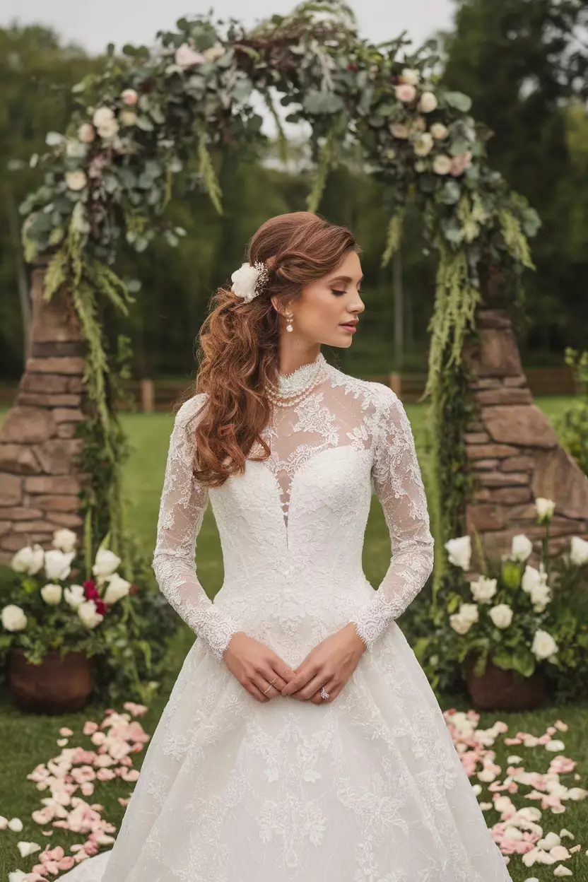 Half Up, Half Down Wedding Hair A beautiful bride with a romantic half up, half down wedding hairstyle.