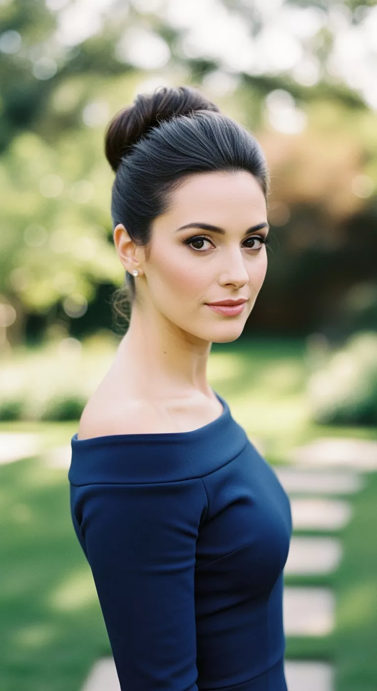 A photo of a 33-year-old woman with a French twist.