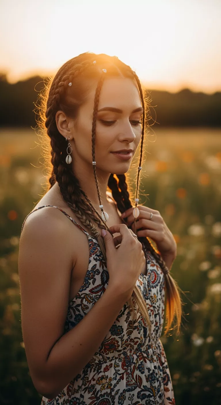 Boho Braids A 25-year-old woman with boho braids.