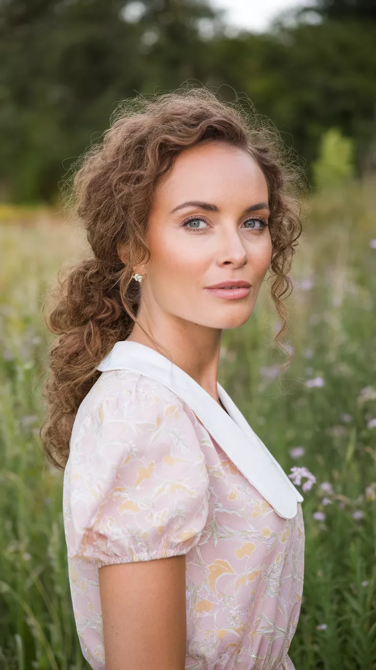 Loose Curly Updo A beautiful 34-year-old woman with a loose curly updo.