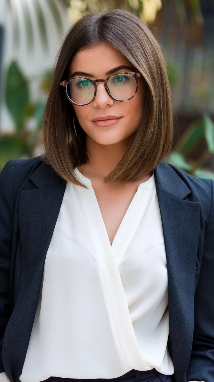 Chin-Length Bob A 25-year-old woman with a chin-length bob.