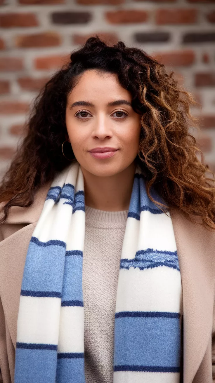 Curly Hair with Highlights A beautiful 22-year-old woman with a curly hair with highlights.