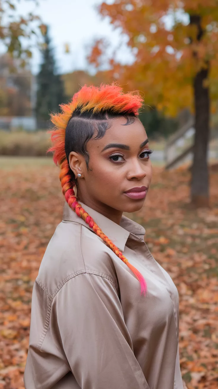 Mohawk Braid A photo of a 24-year-old black woman with mohawk braid, fall background.