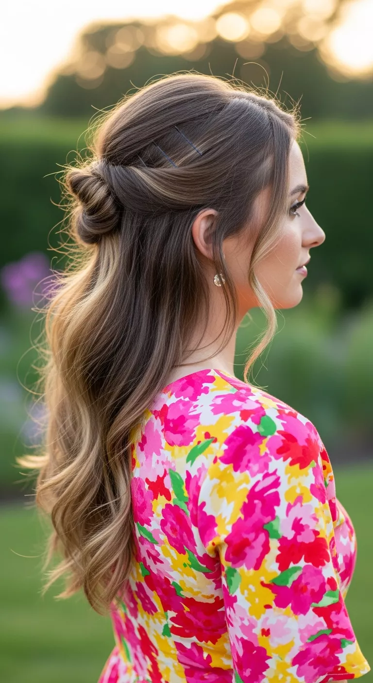 Half-Up Half-Down Twist A 26-year-old woman with a half-up half-down twist.