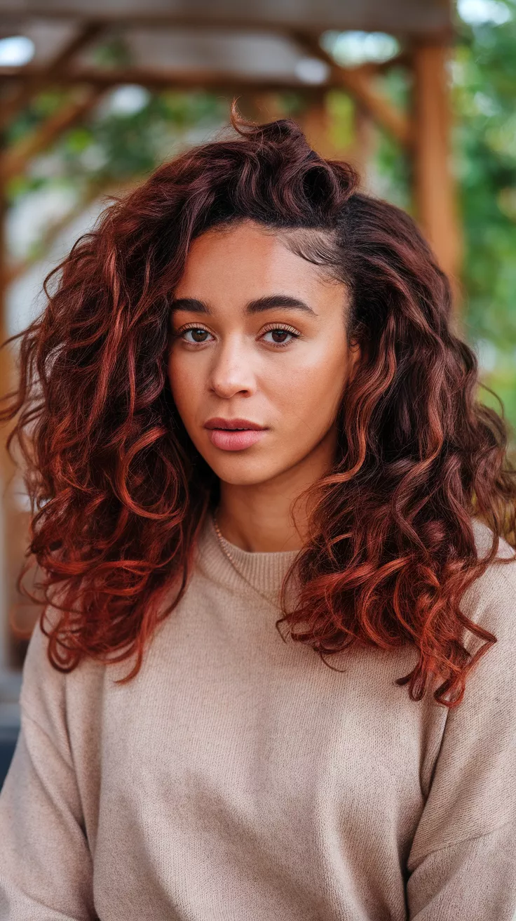 Voluminous Natural Curls A beautiful 23-year-old woman with a voluminous natural curls.