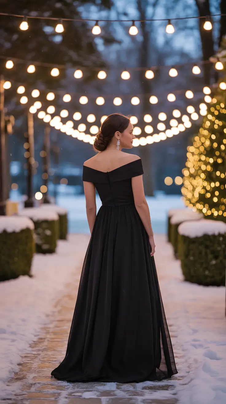 Black Off-the-Shoulder Maxi Dress