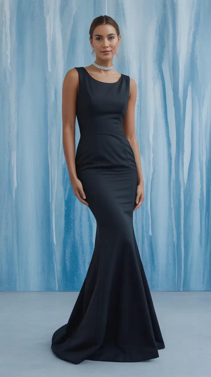 Black Sleeveless Mermaid Maxi Dress