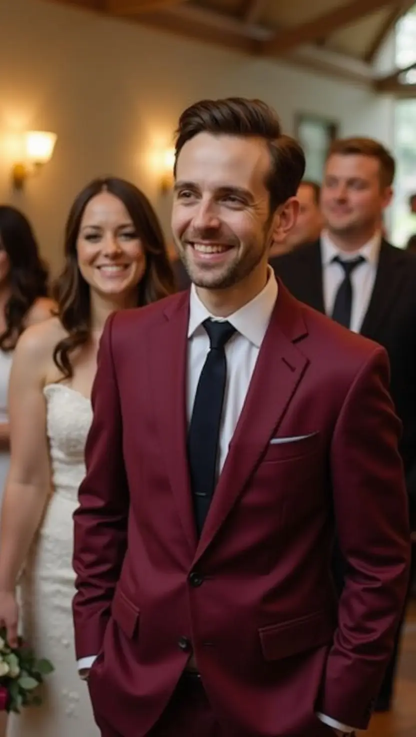 Burgundy Suit for Bold Guests