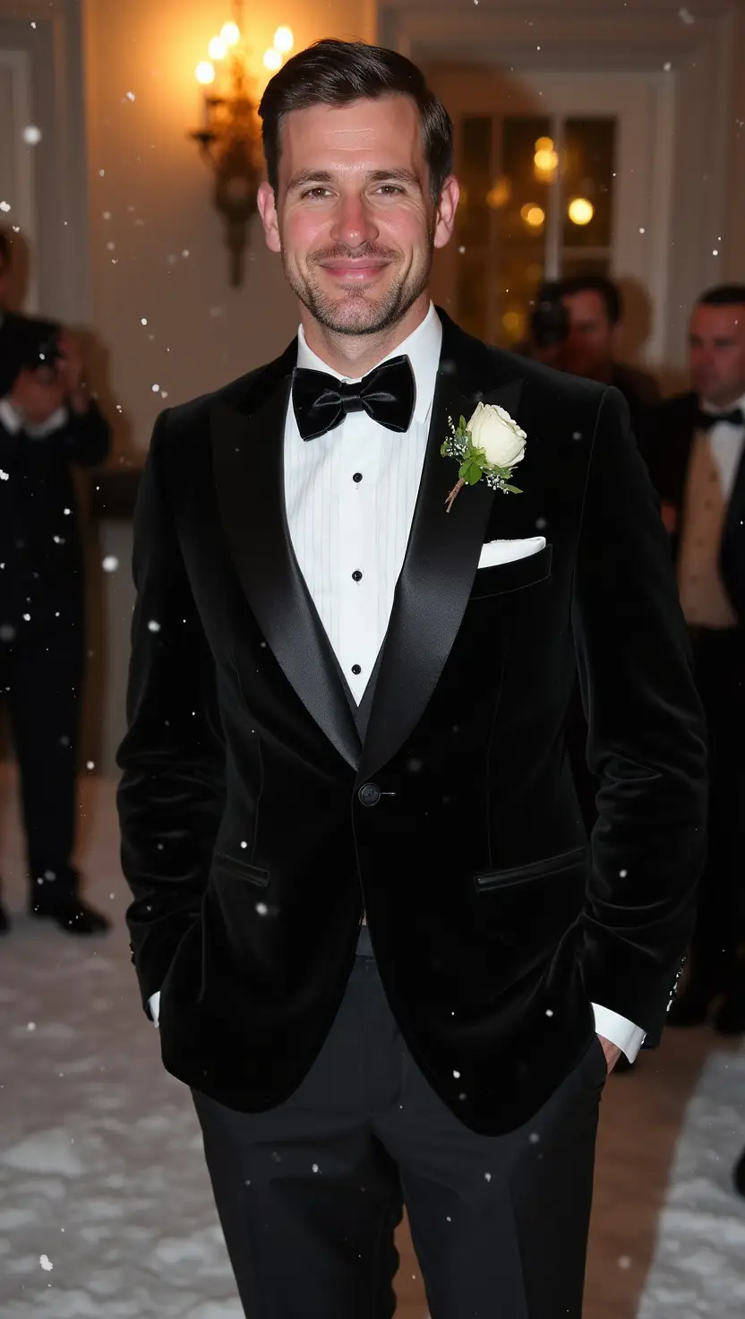 Classic Black Tuxedo With Velvet Bow Tie