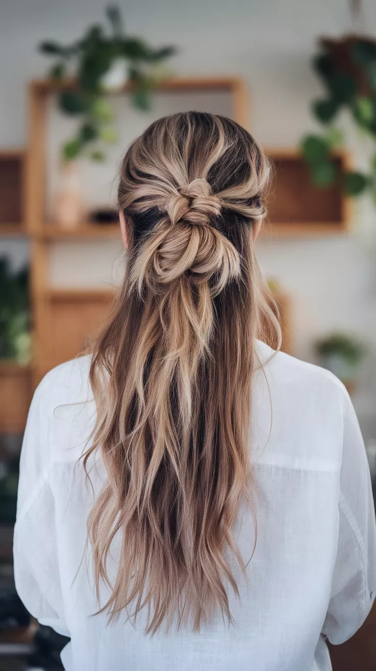 Dirty Blonde A photo of a 36-year-old woman with a Dirty Blonde colored long hairstyle, back view.