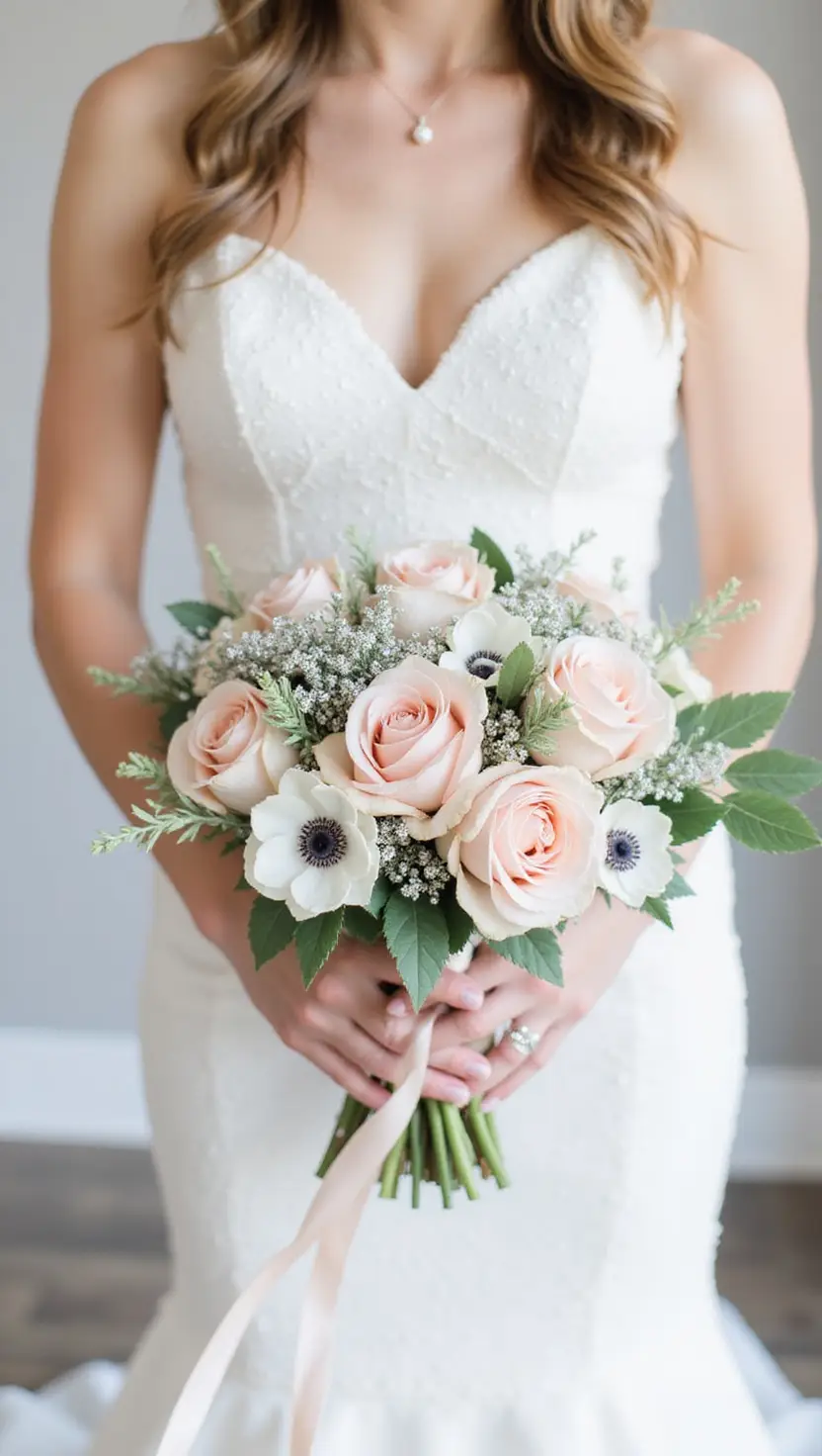 Romantic Blush Winter Wedding Bouquet