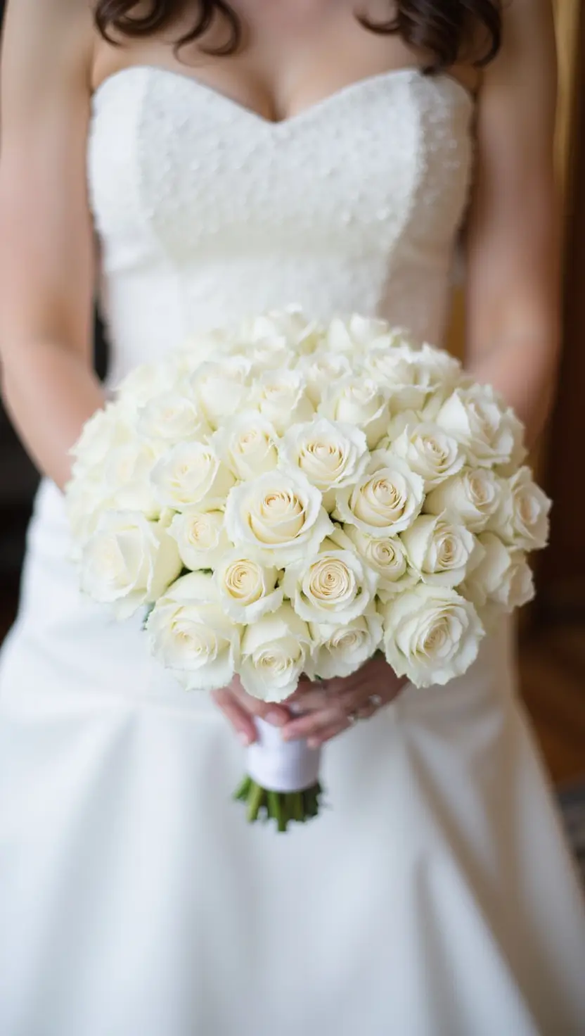 Round All-White Wedding Bouquet