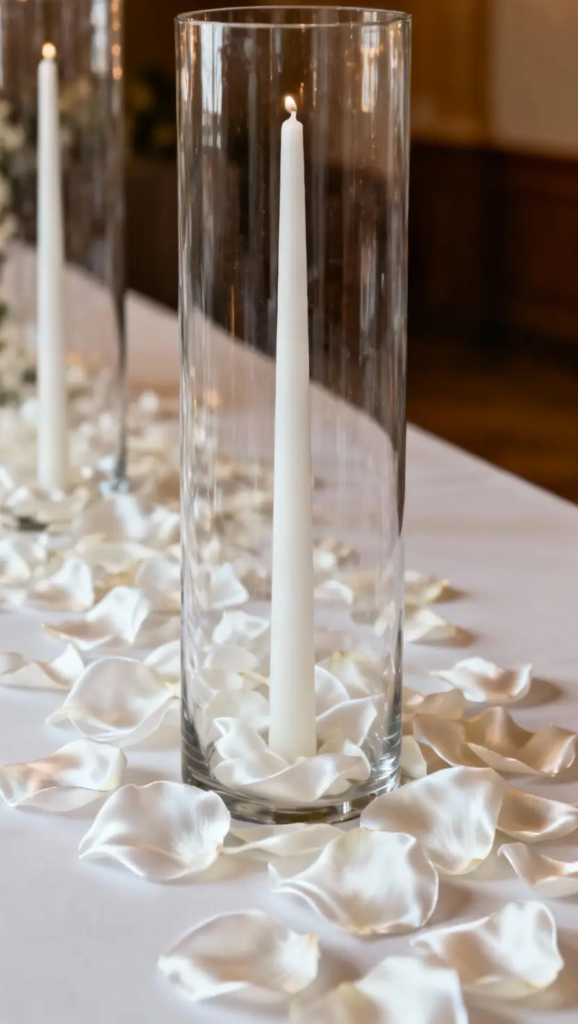 Simple Centerpiece With Enclosed Taper Candles
