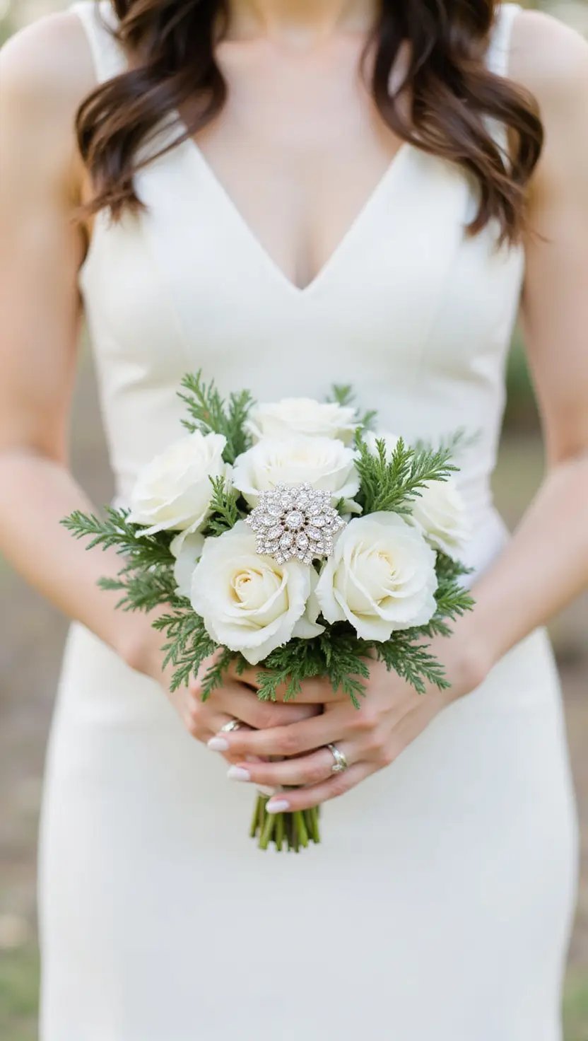 Small Winter Wedding Bouquet With Brooch