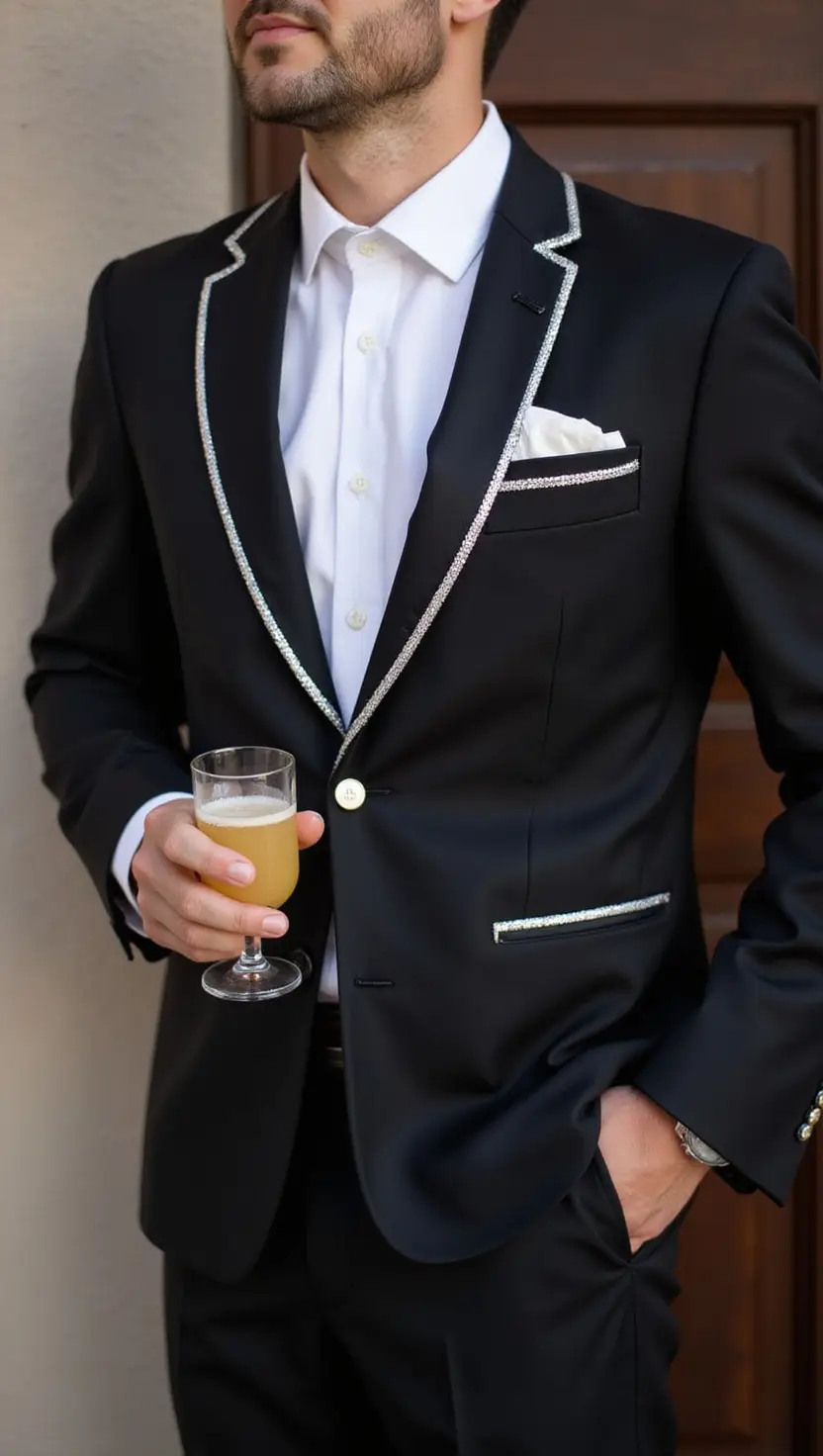 Tailored Black Suit With Metallic Accents