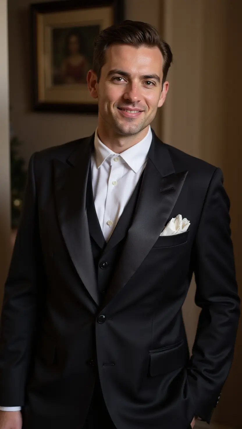 Tailored Black Suit With Satin Lapels