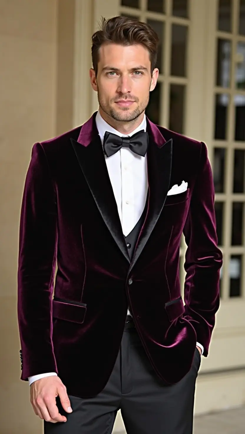 Velvet Dinner Jacket in Deep Plum