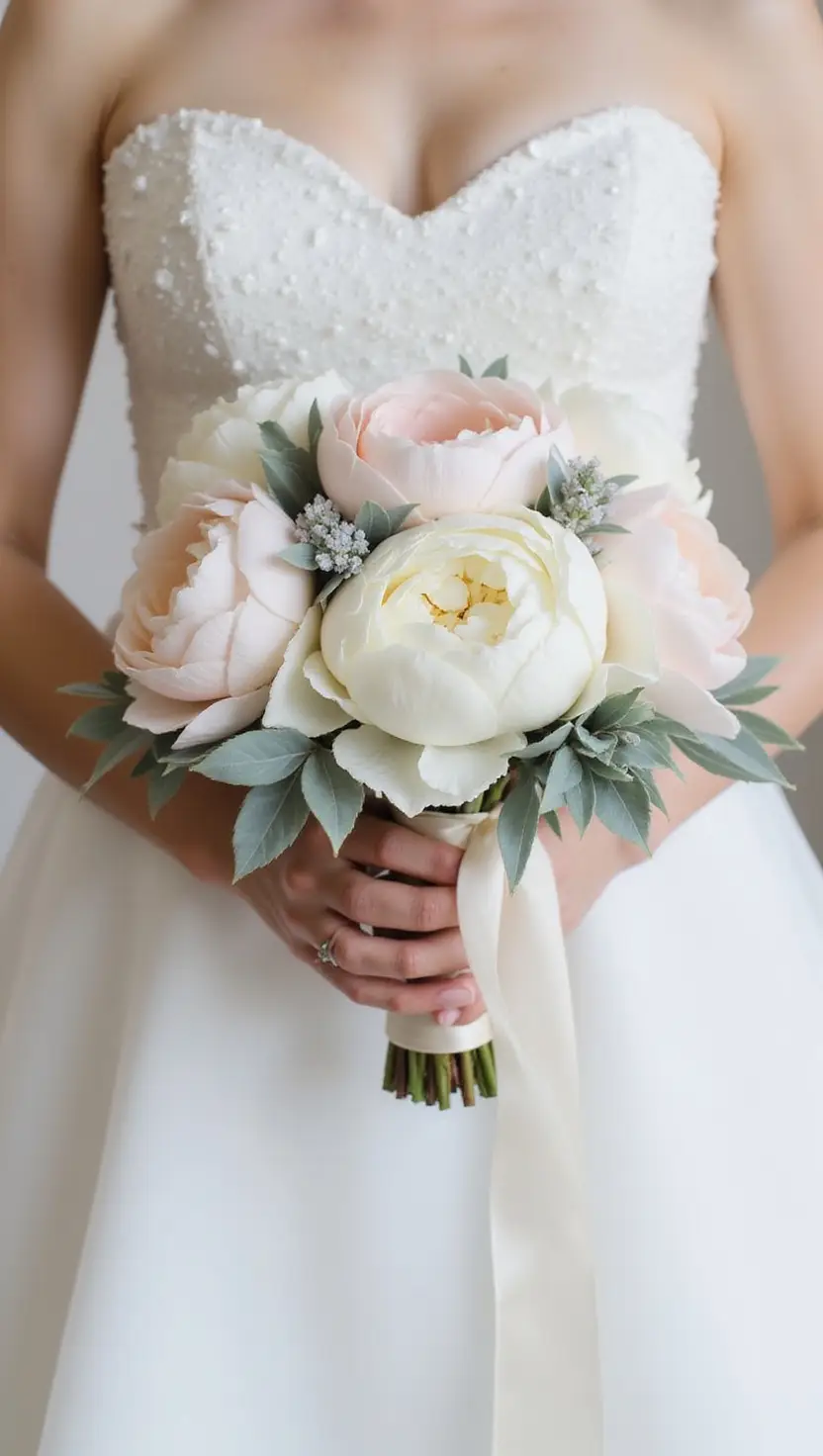 Winter Wedding Bouquet With Peonies